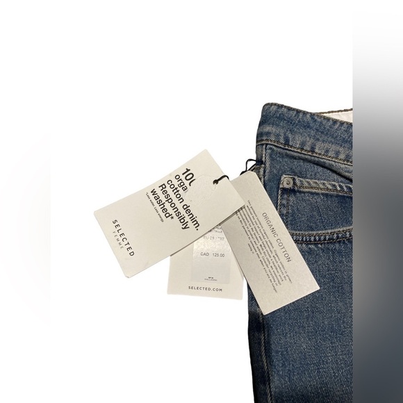 Nwt - Selected Femme - Women’s Mom Fit Button Fly Jeans - Picture 2 of 8